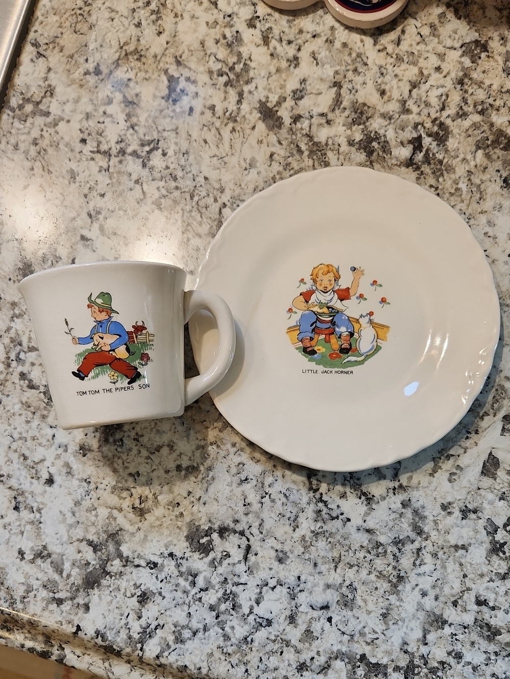Vintage 1940's Nursery Rhyme Plate And Cup